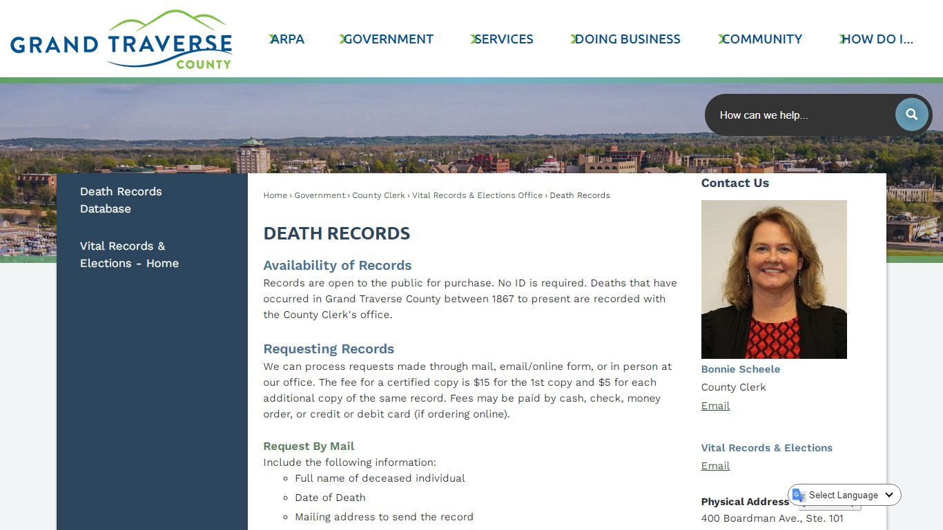 Death Records | Grand Traverse County, MI